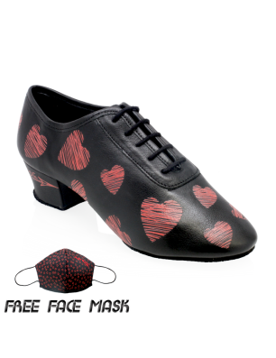 Chaussures danse Femme - 415 Solstice - Black Leather With Heart Print