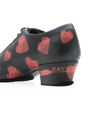 Chaussures danse Femme - 415 Solstice - Black Leather With Heart Print