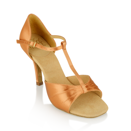 Chaussures danse Femme - H814-X Frost - Light Tan Satin - Ladies Latin Dance Shoes