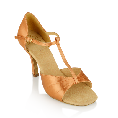 Chaussures danse Femme - H814-X Frost - Light Tan Satin - Ladies Latin Dance Shoes