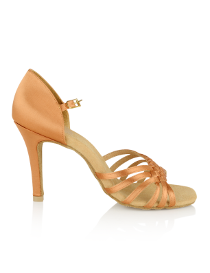 Chaussures danse Femme - H869-X Moonglow Xtra - Light Tan Satin - Ladies Latin Dance Shoes