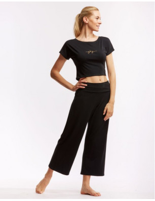 Pantalon large noir 7/8 Ceinture haute - AKILA Temps Danse - FAME La Maison De La Danse