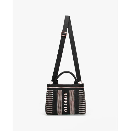 Petit cabas Noir et Rose Pétale Repetto B0380TR - FAME LA MAISON DE LA DANSE