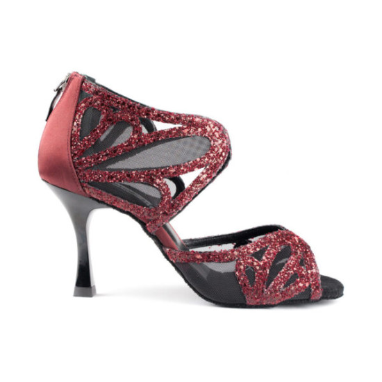 Chaussures PD808 Bordeaux Satiné et Pailleté - Portdance - FAME LA MAISON DE LA DANSE