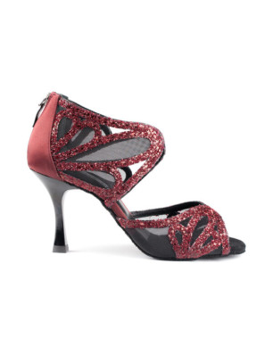 Chaussures PD808 Bordeaux Satiné et Pailleté - Portdance - FAME LA MAISON DE LA DANSE