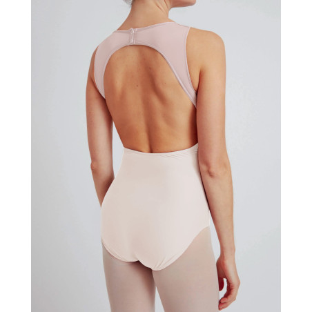 Justaucorps décolleté dos bi-matière avec résille Repetto D0746 - FAME LA MAISON DE LA DANSE