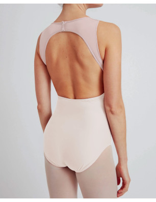 Justaucorps décolleté dos bi-matière avec résille Repetto D0746 - FAME LA MAISON DE LA DANSE