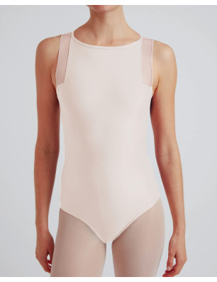 Justaucorps décolleté dos bi-matière avec résille Repetto D0746 - FAME LA MAISON DE LA DANSE