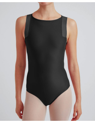 Justaucorps décolleté dos bi-matière avec résille Repetto D0746 - FAME LA MAISON DE LA DANSE