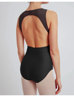 Justaucorps décolleté dos bi-matière avec résille Repetto D0746 - FAME LA MAISON DE LA DANSE
