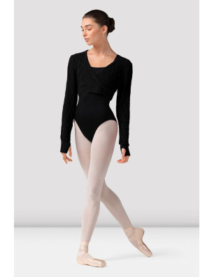 Haut cache-cœur danse femme Bloch Atiyah – noir, manches longues élégantes - Z30012 | FAME LA MAISON DE LA DANSE