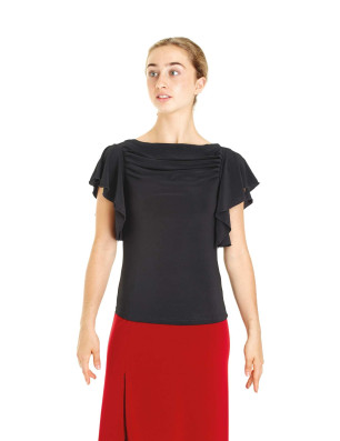 T-shirt danse latine femme Intermezzo – volants élégants, noir ou rouge - 6236 | FAME LA MAISON DE LA DANSE