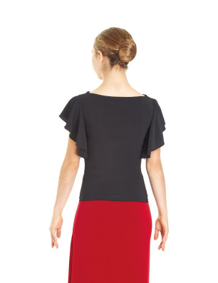 T-shirt danse latine femme Intermezzo – volants élégants, noir ou rouge - 6236 | FAME LA MAISON DE LA DANSE