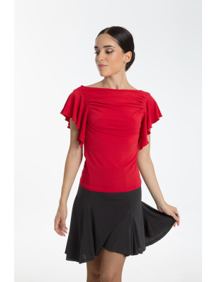 T-shirt danse latine femme Intermezzo – volants élégants, noir ou rouge - 6236 | FAME LA MAISON DE LA DANSE