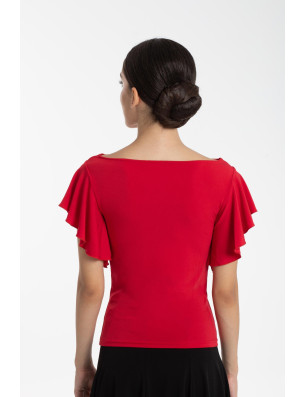 T-shirt danse latine femme Intermezzo – volants élégants, noir ou rouge - 6236 | FAME LA MAISON DE LA DANSE