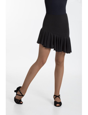 Jupe courte asymétrique danse latine femme Intermezzo – noire, volants élégants - 7053 | FAME LA MAISON DE LA DANSE
