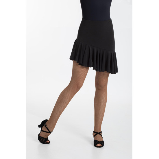 Jupe courte asymétrique danse latine fille Intermezzo – noire, volants élégants - 7053 | FAME LA MAISON DE LA DANSE