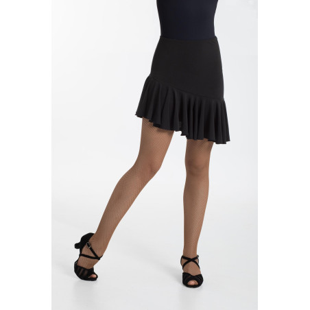Jupe courte asymétrique danse latine fille Intermezzo – noire, volants élégants - 7053 | FAME LA MAISON DE LA DANSE