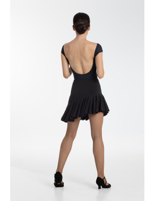 Jupe courte asymétrique danse latine fille Intermezzo – noire, volants élégants - 7053 | FAME LA MAISON DE LA DANSE