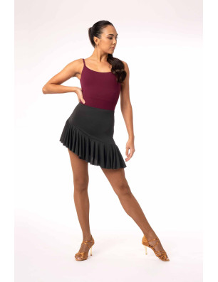 Jupe courte asymétrique danse latine fille Intermezzo – noire, volants élégants - 7053 | FAME LA MAISON DE LA DANSE
