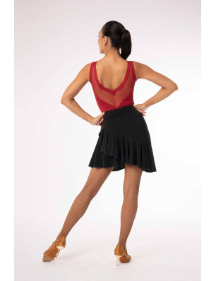 Jupe courte asymétrique danse latine femme Intermezzo – noire, volant élégant - 7415 | FAME LA MAISON DE LA DANSE