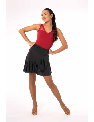Jupe courte asymétrique danse latine fille Intermezzo – noire, volant élégant - 7415 | FAME LA MAISON DE LA DANSE