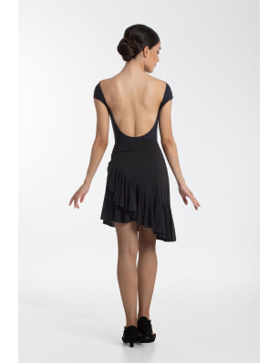 Jupe courte asymétrique danse latine fille Intermezzo – noire, volant élégant - 7415 | FAME LA MAISON DE LA DANSE