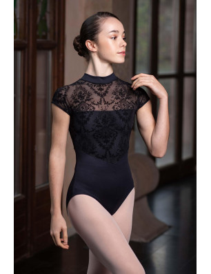 Justaucorps danse fille Intermezzo Manila – col haut, résille floquée, zip au dos - 31589 | FAME LA MAISON DE LA DANSE