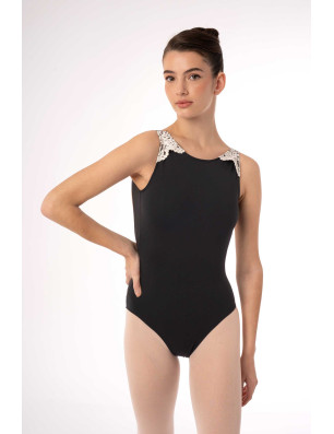 Justaucorps Fina Intermezzo – dentelle florale, col haut, dos ouvert, danse classique - 31707 | FAME LA MAISON DE LA DANSE
