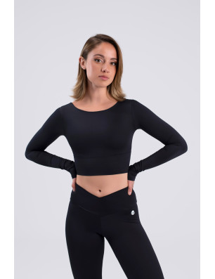 Crop top GRAYSON Intermezzo – manches longues, dos croisé, confort et élégance pour danse - 6656 | FAME LA MAISON DE LA DANSE