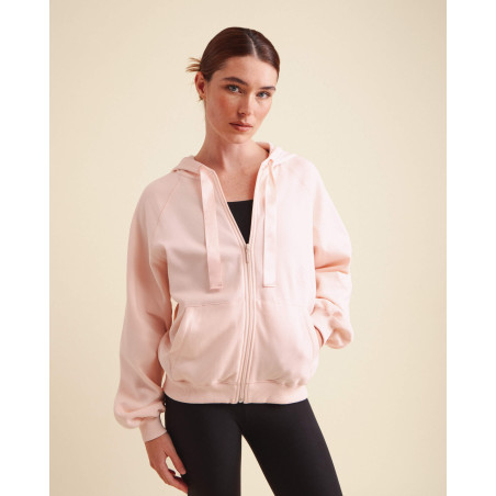 Sweat Zippé à Capuche Rose Craie – Satin Signature | Repetto S0700 - Fame La Maison de la Danse