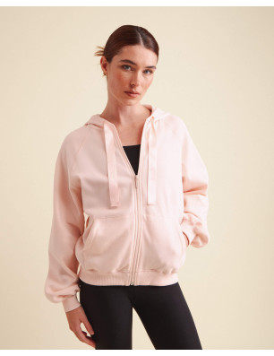 Sweat Zippé à Capuche Rose Craie – Satin Signature | Repetto S0700 - Fame La Maison de la Danse