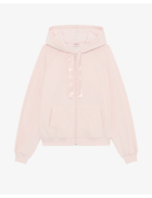 Sweat Zippé à Capuche Rose Craie – Satin Signature | Repetto S0700 - Fame La Maison de la Danse