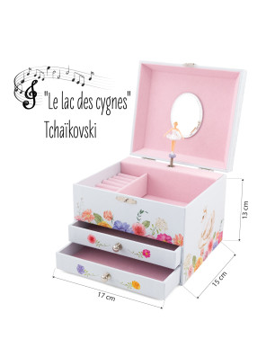 Coffre Musical 2 Tiroirs Ballerine – Boîte à bijoux enfant | Fame La Maison de la Danse
