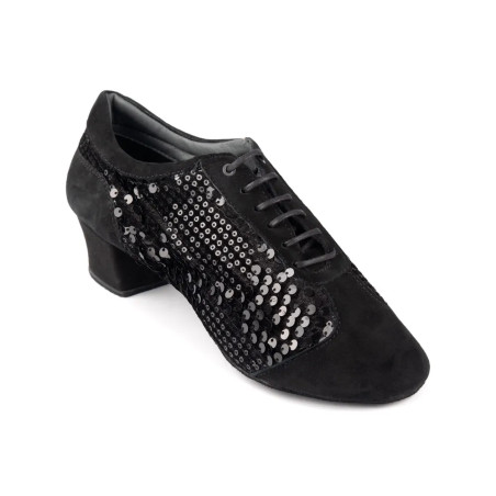 Portdance PD Noiré Cuban – Black Sequins/Nubuck | Fame La Maison de la Danse
