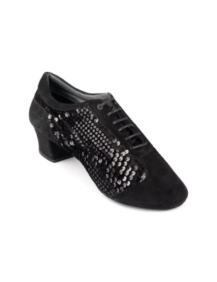 Portdance PD Noiré Cuban – Black Sequins/Nubuck | Fame La Maison de la Danse