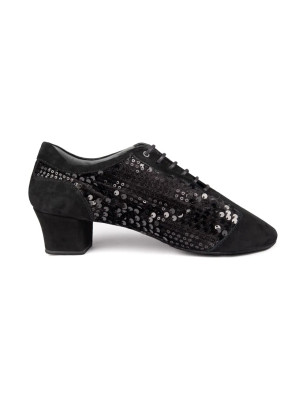 Portdance PD Noiré Cuban – Black Sequins/Nubuck | Fame La Maison de la Danse