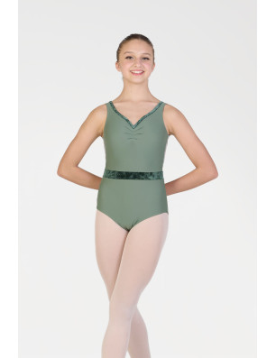HARMONY 424 – Justaucorps Vert Velours & Dentelle