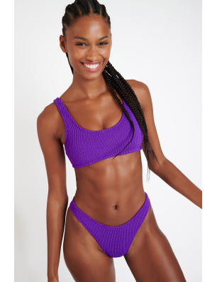 NAIDA POPCORN – Bas de Bikini Violet Froncé | Banana Moon