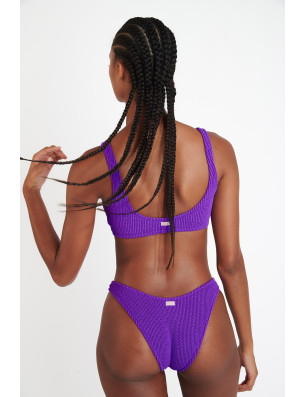 NAIDA POPCORN – Bas de Bikini Violet Froncé | Banana Moon
