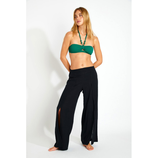 STEFA – Pantalon Fluide Fendu Noir | Banana Moon