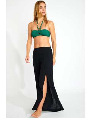 STEFA – Pantalon Fluide Fendu Noir | Banana Moon