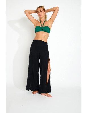 STEFA – Pantalon Fluide Fendu Noir | Banana Moon