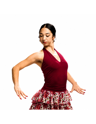 Top Flamenco Mostazal – Halter V – Knit Stretch Davedans