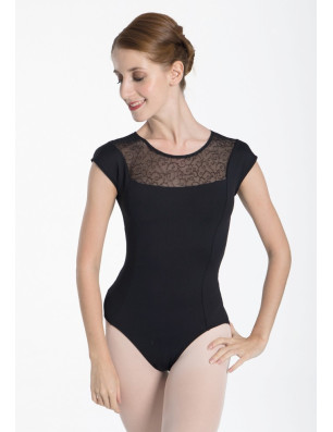 Justaucorps danse femme Intermezzo – manches courtes, encolure bateau résille, dos ouvert élégant - 31518 | FAME LA MAISON DE LA
