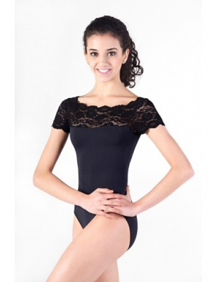 Justaucorps dentelle manches courtes SoDança