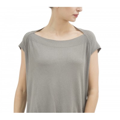 Pull boîte tricot fin gris acier Repetto S0387