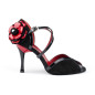 Chaussures Cuir Tango PD501 Noir Rouge Fleur Portdance